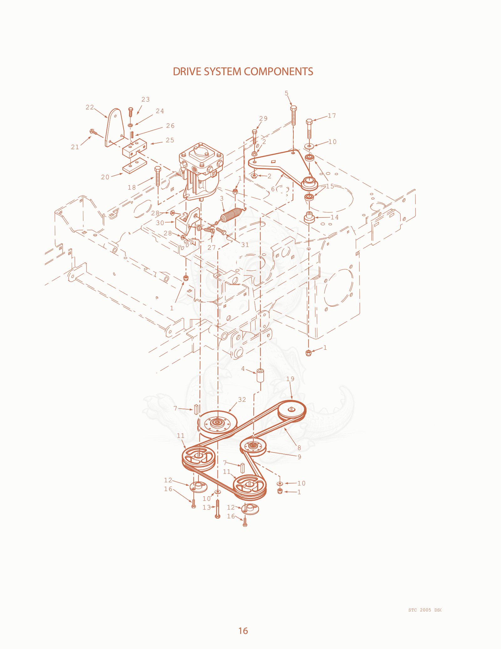 Exploded parts diagram of the Drive System Components of a Scag STC48V-23CV, with numbered balloons